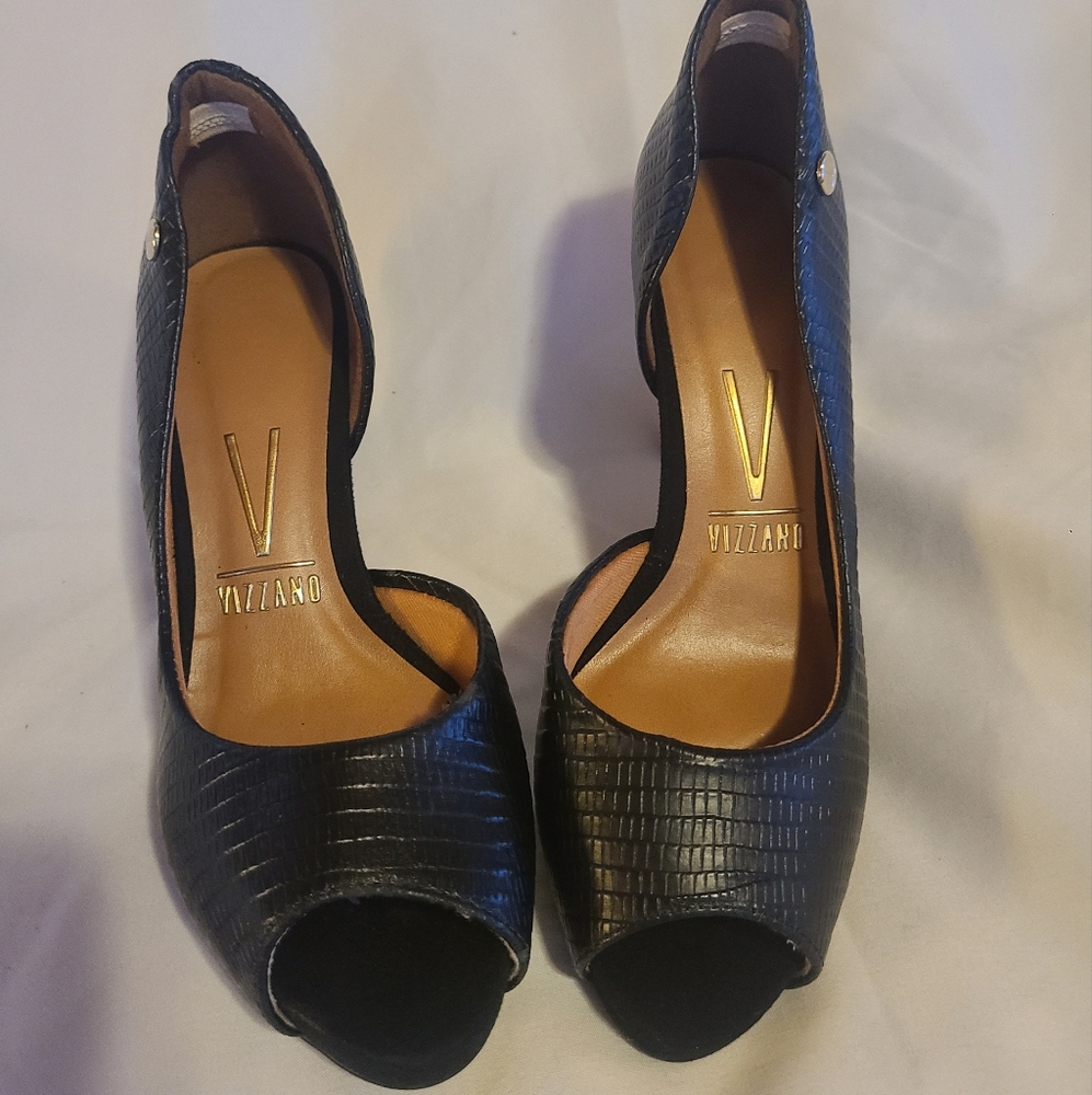 Black Peep-Toe Women's Heels Vizzano Stiletto Sz 6 Brazil Made